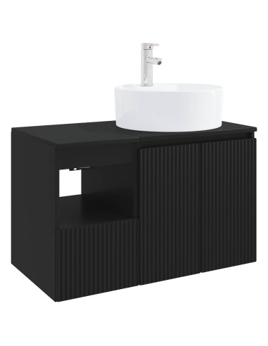 Set di mobili per il bagno 2 pz Nero Legno ingegnerizzato