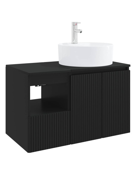 Set di mobili per il bagno 2 pz Nero Legno ingegnerizzato