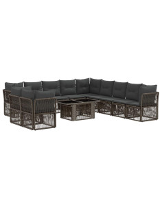 Set Divano da Giardino 12 pz Grigio polyrattan 2