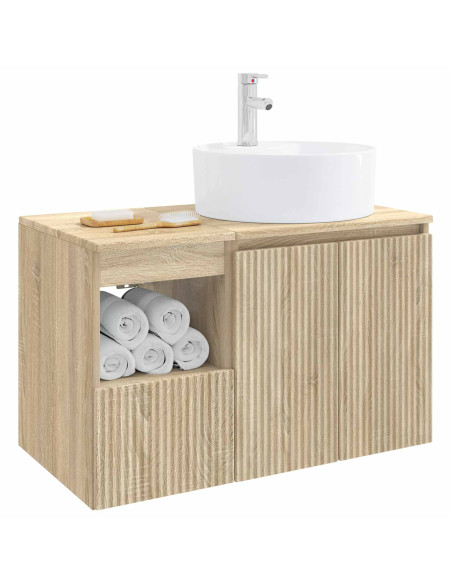 Set di mobili per il bagno 2 pz Rovere Sonoma