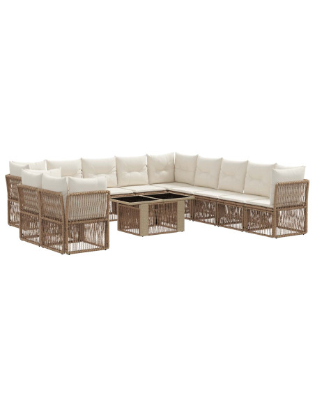Set Divano da Giardino 12 pz Beige polyrattan
