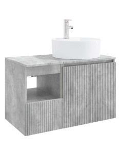 Set di mobili per il bagno 2 pz Grigio Cemento 2