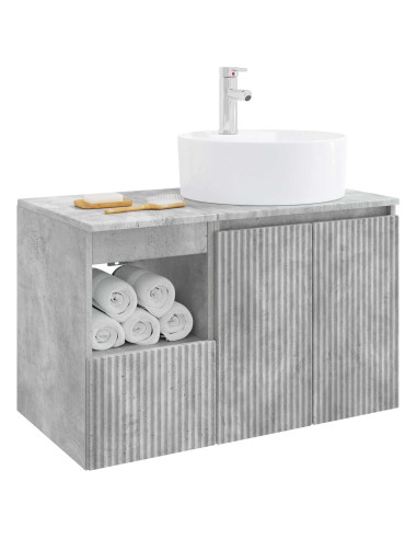 Set di mobili per il bagno 2 pz Grigio Cemento