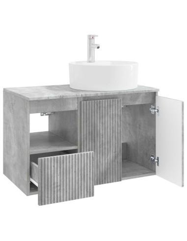 Set di mobili per il bagno 2 pz Grigio Cemento