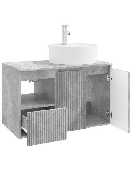 Set di mobili per il bagno 2 pz Grigio Cemento