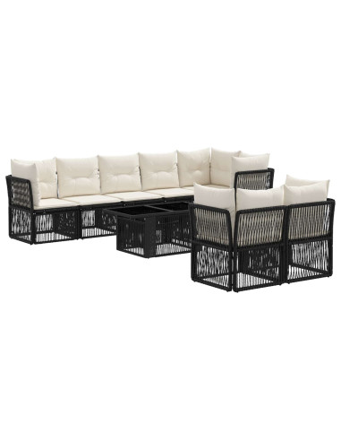 Set Divano da Giardino 8 pz Nero polyrattan