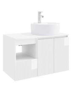 Set di mobili per il bagno 2 pz Bianco Lucido 2