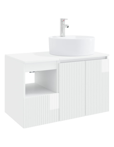 Set di mobili per il bagno 2 pz Bianco Lucido
