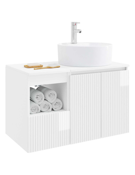 Set di mobili per il bagno 2 pz Bianco Lucido