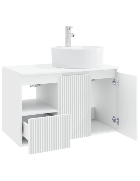 Set di mobili per il bagno 2 pz Bianco Lucido