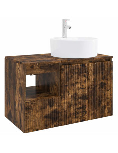Set di mobili per il bagno 2 pz Rovere Fumo 2