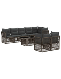 Set Divano da Giardino 8 pz Grigio polyrattan 2