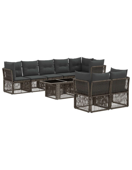 Set Divano da Giardino 8 pz Grigio polyrattan