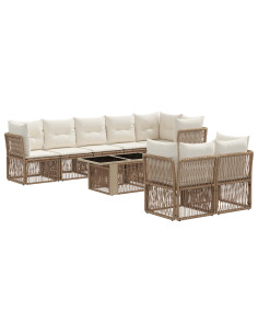 Set Divano da Giardino 8 pz Beige polyrattan 2