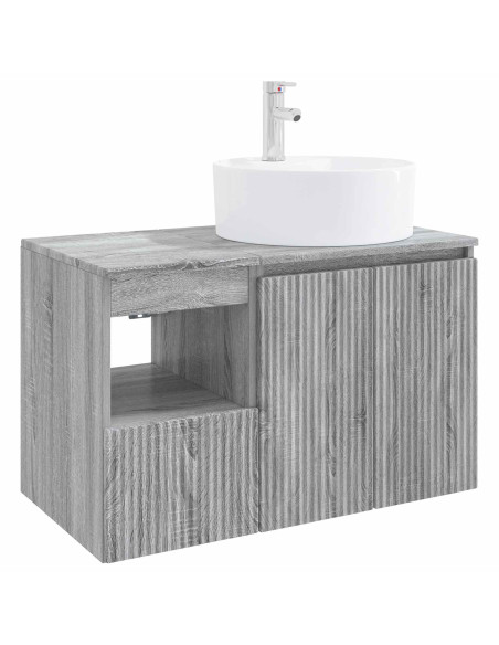 Set di mobili per il bagno 2 pz Sonoma grigio