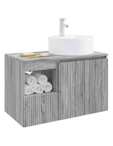 Set di mobili per il bagno 2 pz Sonoma grigio