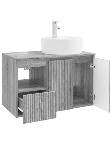 Set di mobili per il bagno 2 pz Sonoma grigio