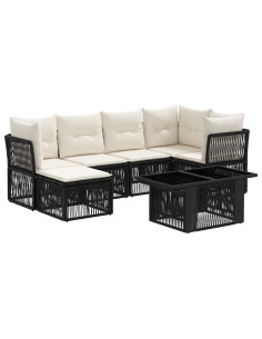 Set Divano da Giardino 7 pz Nero polyrattan 2