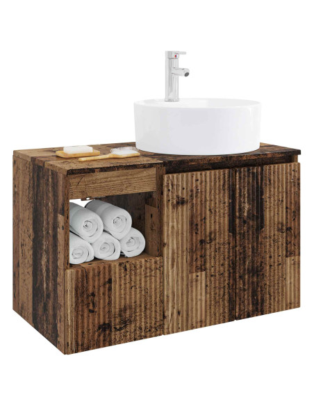 Set di mobili per il bagno 2 pz Legno antico