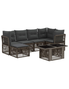 Set Divano da Giardino 7 pz Grigio polyrattan 2