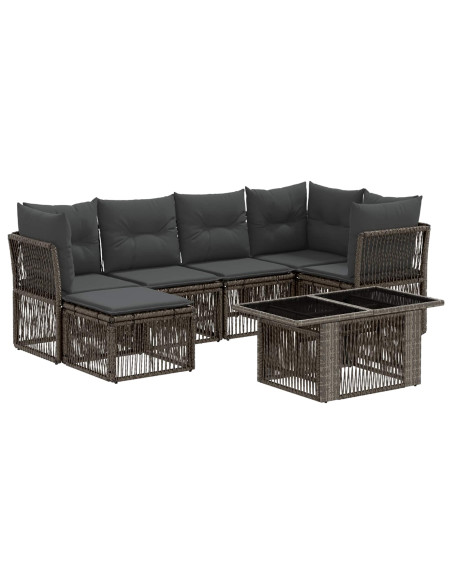 Set Divano da Giardino 7 pz Grigio polyrattan