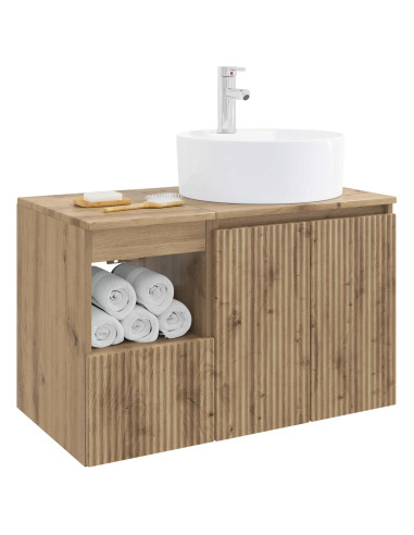Set di mobili per il bagno 2 pz Rovere Artigianale