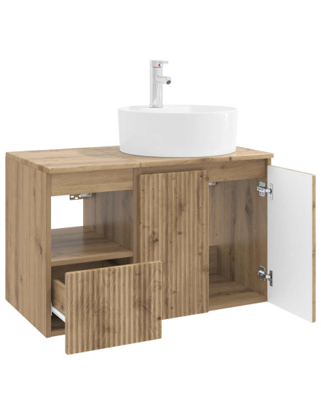 Set di mobili per il bagno 2 pz Rovere Artigianale