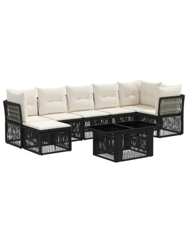 Set Divano da Giardino 8 pz Nero polyrattan