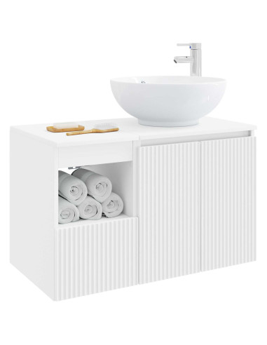 Set di mobili per il bagno 2 pz Bianco Legno ingegnerizzato