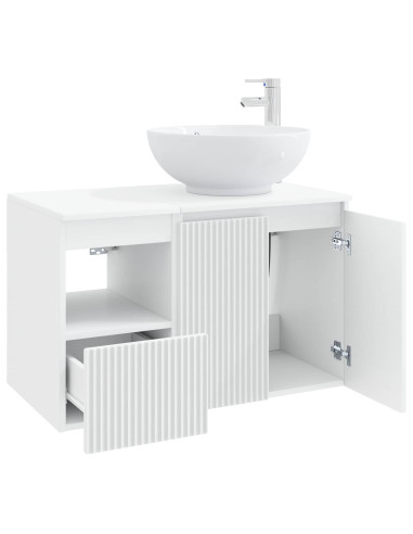 Set di mobili per il bagno 2 pz Bianco Legno ingegnerizzato