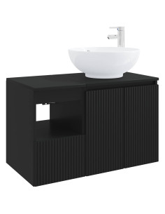 Set di mobili per il bagno 2 pz Nero Legno ingegnerizzato 2