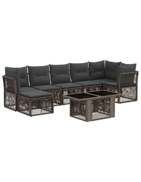 Set Divano da Giardino 8 pz Grigio polyrattan
