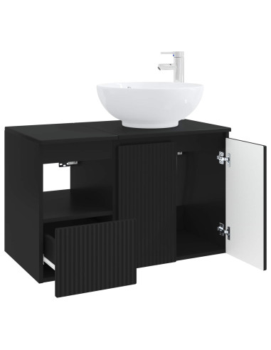 Set di mobili per il bagno 2 pz Nero Legno ingegnerizzato