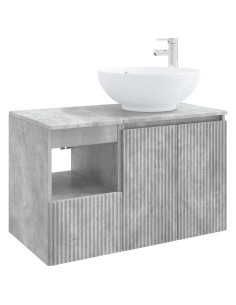 Set di mobili per il bagno 2 pz Grigio Cemento 2