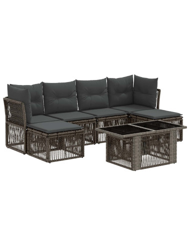 Set Divano da Giardino 7 pz Grigio polyrattan