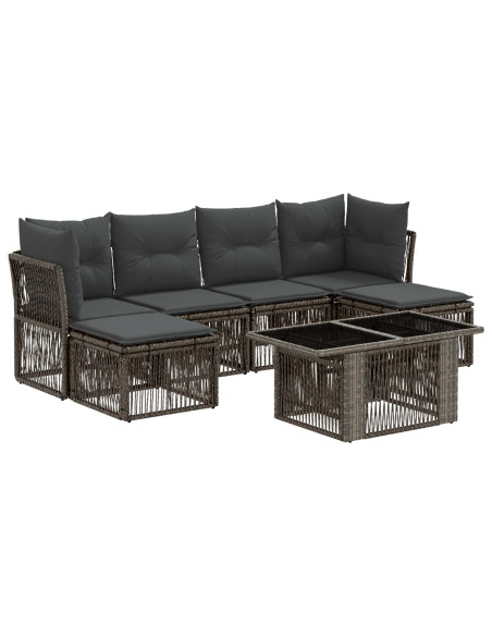 Set Divano da Giardino 7 pz Grigio polyrattan