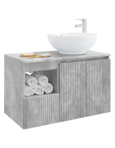 Set di mobili per il bagno 2 pz Grigio Cemento