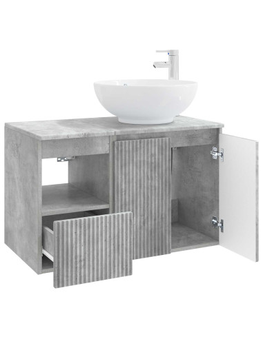 Set di mobili per il bagno 2 pz Grigio Cemento