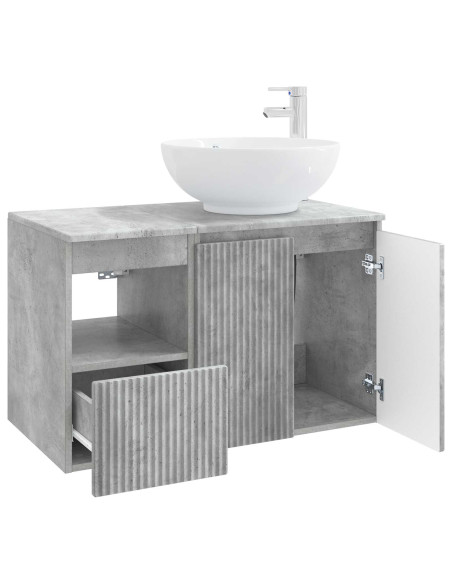 Set di mobili per il bagno 2 pz Grigio Cemento