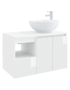 Set di mobili per il bagno 2 pz Bianco Lucido 2