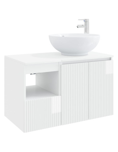 Set di mobili per il bagno 2 pz Bianco Lucido