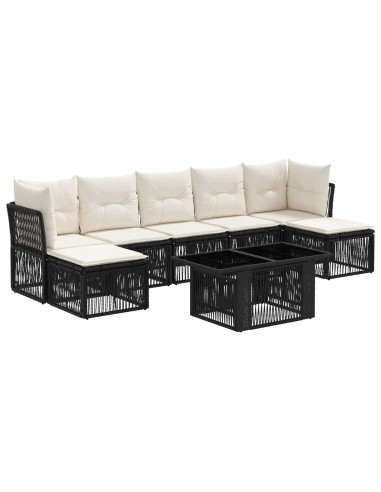 Set Divano da Giardino 8 pz Nero polyrattan