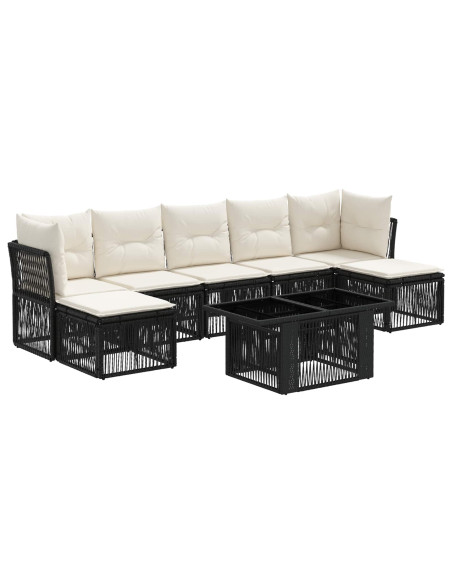 Set Divano da Giardino 8 pz Nero polyrattan