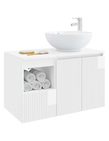 Set di mobili per il bagno 2 pz Bianco Lucido