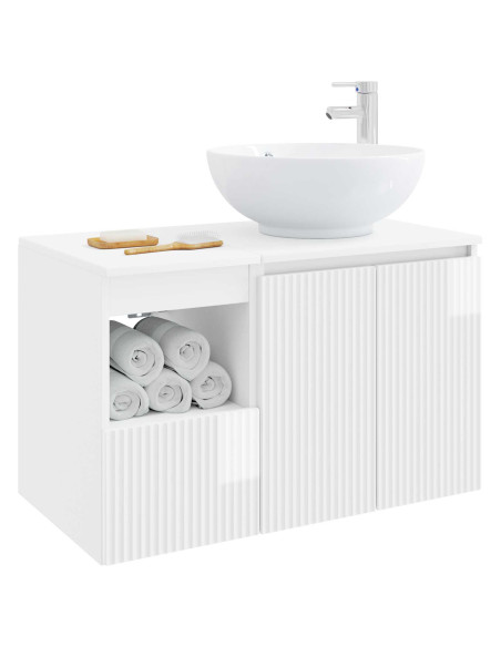 Set di mobili per il bagno 2 pz Bianco Lucido