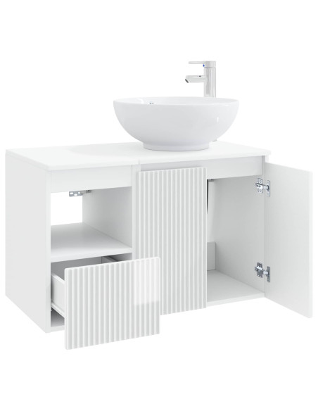 Set di mobili per il bagno 2 pz Bianco Lucido
