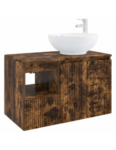 Set di mobili per il bagno 2 pz Rovere Fumo 2