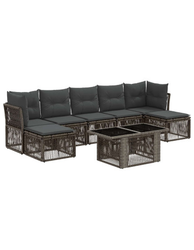 Set Divano da Giardino 8 pz Grigio polyrattan