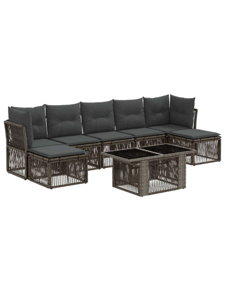 Set Divano da Giardino 8 pz Grigio polyrattan