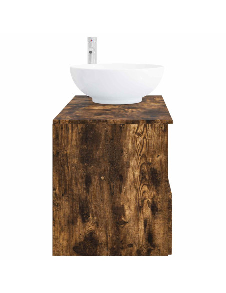 Set di mobili per il bagno 2 pz Rovere Fumo